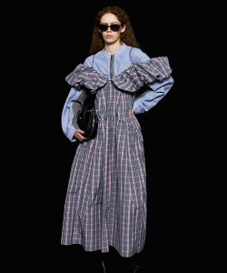 �ySALE�^30%OFF�zMAISON SPECIAL Plaid Taffeta Voluminous Dress ���]���X�y�V���� �����s�[�X�E�h���X �����s�[�X �u���E�� �O���[�y���������z