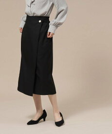 【SALE／58%OFF】SHOO・LA・RUE 【無地/チェック柄】すっきり上品な ラップ風ナロースカート シューラルー スカート ロング・マキシスカート ブラック ブラウン ベージュ