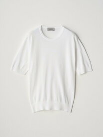 JOHN SMEDLEY Round neck Short sleeved Sweater ｜ NELL ｜ 30G MODERN FIT ジョンスメドレー トップス ニット ホワイト【送料無料】