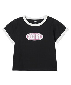 X-girl GLITTER OVAL LOGO S/S BABY TEE Tシャツ X-girl エックスガール トップス カットソー・Tシャツ ブラック ブルー ホワイト【送料無料】