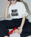 MARY QUANT 袖レース付き フロッキーロゴTシャツ 限定展開 25SS フリークスストア トップス カットソー・Tシャツ グレー ホワイト【送料無料】