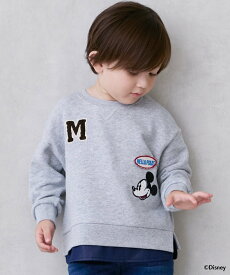 【SALE／20%OFF】petit main 【Disney】【リンク】ワッペントレーナー ナルミヤオンライン トップス スウェット・トレーナー グレー ネイビー