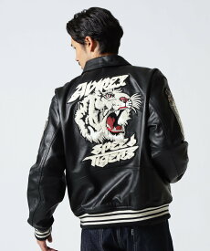AVIREX VARSITY JACKET TIGER アヴィレックス ジャケット・アウター ライダースジャケット ブラック【送料無料】