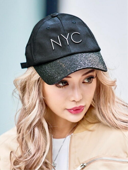 Layla 韓国デザイン グリッターnycキャップ ブラック Rakuten Fashion 楽天ファッション 旧楽天ブランドアベニュー Ah8423
