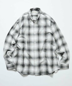 【SALE／30%OFF】FREAK'S STORE Relax Fit リラックスフィット オンブレチェック バンドカラー ネルシャツ 【限定展開】 25AW フリークスストア トップス シャツ・ブラウス ホワイト ブルー ブラウン ブラック