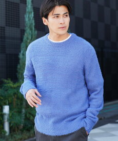 JIGGYS SHOP SELECT ふっくらもちもち クルーネック シャギーニット セーター 25AW ウォッシャブル ジギーズショップ トップス ニット ブラック ブルー グレー ホワイト グリーン ブラウン【送料無料】