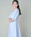 《プラスサイズ》Vネックフレアワンピース
