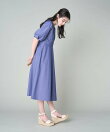 《プラスサイズ》Vネックフレアワンピース