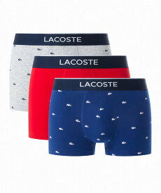 【SALE／20%OFF】LACOSTE 3パックプリントストレッチコットントランクボクサーショーツ / ボクサーパンツ ラコステ インナー・ルームウェア ボクサーパンツ・トランクス ネイビー ピンク ブラック【送料無料】