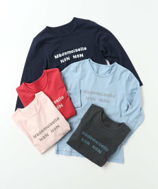 Mademoiselle NON NON 【定番】タリイ天竺 カラーベースロゴプリント8分袖Tシャツ マドモアゼルノンノン トップス カットソー・Tシャツ ブルー レッド ネイビー ピンク カーキグリーン【送料無料】
