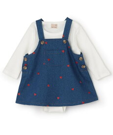 petit main 【リンク】刺しゅうサロペSKセットアップ ナルミヤオンライン マタニティウェア・ベビー用品 ベビートップス ブルー ピンク ホワイト【送料無料】