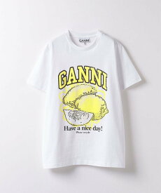 allureville 【GANNI(ガニー)】 LEMON RELAXED TSHIRT アルアバイル トップス カットソー・Tシャツ ホワイト【送料無料】