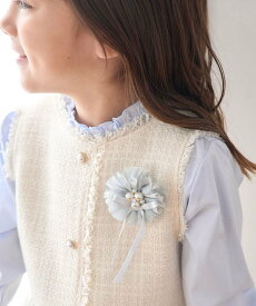 ROPE' PICNIC KIDS 【KIDS】パールリボンコサージュ ロペピクニック アクセサリー・腕時計 ブローチ・コサージュ・バッジ グレー ホワイト