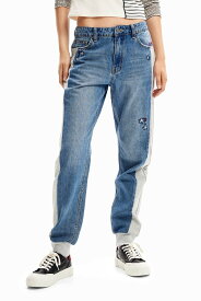 【SALE／50%OFF】Desigual 刺繍 ジョガージーンズ デシグアル パンツ ジーンズ・デニムパンツ ブルー【送料無料】