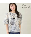 【洗える・綿100%・M~3Lサイズ】花柄パフスリーブブラウス