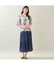 【洗える・綿100%・M~3Lサイズ】花柄パフスリーブブラウス