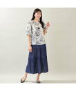 【洗える・綿100%・M~3Lサイズ】花柄パフスリーブブラウス