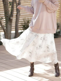 【SALE／40%OFF】INGNI 線画花フレア/SK イング スカート その他のスカート ホワイト ブラック ベージュ