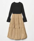 【LOULOU WILLOUGHBY】タフタティアードニットワンピース