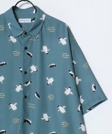 【SALE／6%OFF】Lazar アニマル 総柄 オーバーサイズ シャツ 冷感素材 メンズ レディース ラザル トップス シャツ・ブラウス ホワイト ブラック ブルー グリーン ベージュ【送料無料】