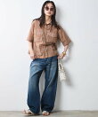 シアーチェックショート丈ブラウス<大きいサイズ有>シックスタイル