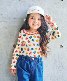 【SALE／5%OFF】apres les cours 【リンク】ワッフルアソート襟フリル長袖Tシャツ ロンT 女の子 26AW エフオーオンラインストア トップス カットソー・Tシャツ レッド ピンク グレー ブラウン ブルー ブラック ベージュ ホワイト
