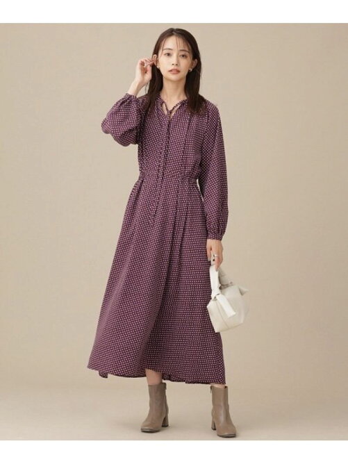 Nano Universe 幾何学ドット柄リボンタイワンピース 長袖 Rakuten Fashion 楽天ファッション 旧楽天ブランドアベニュー Dr4430