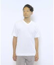 袋ジャガードストライプVネックTシャツ
