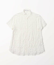 Mademoiselle NON NON 【定番】綿モダールシャーリング スタンドフリル衿ブラウス[半袖] マドモアゼルノンノン トップス シャツ・ブラウス ネイビー ホワイト ベージュ ブラック【送料無料】
