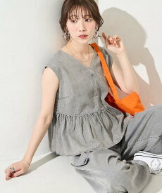 【SALE／60%OFF】FREAK'S STORE レーヨンデニムノースリーブセットアップ(ブラウス・イージーパンツ)【限定展開】 フリークスストア トップス シャツ・ブラウス グレー ブルー ブラック ネイビー