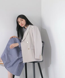 NATURAL BEAUTY BASIC ダブルブレストボクシージャケット 24SS ナチュラルビューティベーシック ジャケット・アウター ブルゾン・ジャンパー ネイビー グレー ベージュ【送料無料】