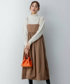 【SALE／40%OFF】組曲 L 【洗える】タフタギャザーキャミソールワンピース クミキョク ワンピース・ドレス ワンピース ブラック ブラウン【送料無料】