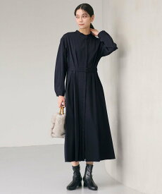 【SALE／50%OFF】UNITED ARROWS green label relaxing ウエスト ベルト ロングスリーブ ワンピース マシンウォッシャブル ユナイテッドアローズ グリーンレーベルリラクシング ワンピース・ドレス ワンピース ネイビー グレー【送料無料】
