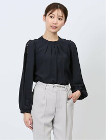 【SALE／10%OFF】m.f.editorial 袖レース スタンド長袖プルオーバーブラウス タカキュー トップス シャツ・ブラウス ネイビー【送料無料】