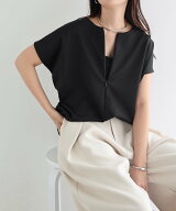 andme きれいめ ポンチ 2way トップス アンドミー トップス カットソー・Tシャツ ブラウン ブラック ネイ…