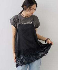 【SALE／30%OFF】VIS レーストリムキャミソール ビス トップス キャミソール ベージュ ブラック