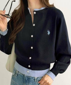 【SALE／30%OFF】GeeRA 【U.S.POLO.USSN】レイヤード風バイカラーカーデ ジーラ トップス カーディガン ブラウン ネイビー グレー【送料無料】