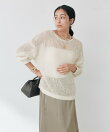 モヘヤブレンドルーズネックニット