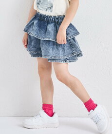pairmanon 【新色追加】ガールズ ティアード デニムスカッツ/キッズ ペアマノン パンツ ジーンズ・デニムパンツ ブラック ブルー ピンク