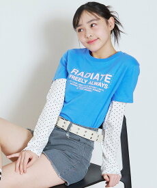 Lovetoxic 【7days】レイヤード風長袖Tシャツ ナルミヤオンライン トップス カットソー・Tシャツ ピンク グレー ブルー