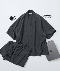 【SALE／5%OFF】FREAK'S STORE リラックスフィット リネンタッチ セットアップ/オープンカラーシャツ/ワイドスラックス 【限定展開】 フリークスストア トップス シャツ・ブラウス グレー ブラック ネイビー【送料無料】