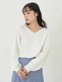 earth music&ecology スカラップブラウス フォーマル/レディース/長袖/春/24SS アースミュージック&エコロジー トップス カットソー・Tシャツ ホワイト ピンク イエロー ブラック【送料無料】