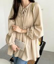 【SALE／30%OFF】GeeRA 前後2WAYリボンペプラムチュニック ジーラ ワンピース・ドレス チュニック ベージュ ブラック …