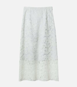 �ySALE�^60%OFF�zLE CIEL BLEU �t���b�L�[���[�X�X�J�[�g / Flocky Lace Skirt ���V�F���u���[ �X�J�[�g �~�f�B�A���X�J�[�g �u���b�N �z���C�g�y���������z