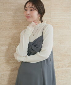 natural couture 袖口シアープリーツTOPS ナチュラルクチュール トップス ニット ピンク グレー ホワイト グリーン パープル【送料無料】