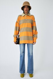 【SALE／60%OFF】MOUSSY GATHER SLEEVE RUGGER シャツ マウジー トップス カットソー・Tシャツ ブラック オレンジ ネイビー