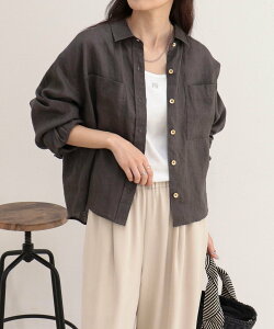 fredy emue LINEN100 �N���b�v�h�V���c �t���f�B �A���h �O���X�^�[ �g�b�v�X �V���c�E�u���E�X �O���[ �u���[ �x�[�W���y���������z