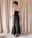 【SMサイズ展開】アンサンブル配色チェックロングワンピ