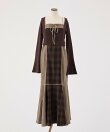 【SMサイズ展開】アンサンブル配色チェックロングワンピ