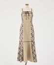 【SMサイズ展開】アンサンブル配色チェックロングワンピ